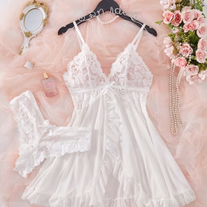 DLSAVE 2pcs Women's Sexy V-Neck Bow-Decorated Camisole Sleepwear