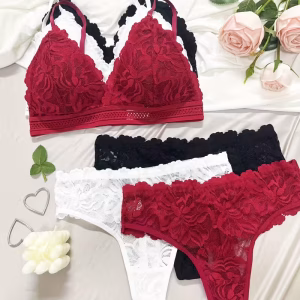 6pcs Elegant Lace Women's Underwear Set